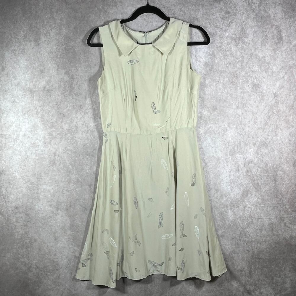 Alexandra Grecco Dress Womens 6‎ Green Silk Butterfly Print Fit & Flare fairy